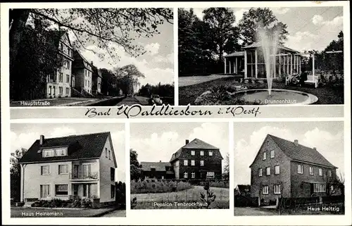 Ak Bad Waldliesborn Lippstadt in Westfalen, Haus Heinmann, Brunnenhaus, Hauptstraße