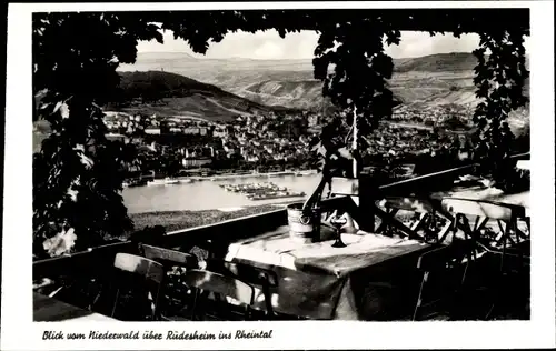 Ak Rüdesheim am Rhein, Knusperhaus Terrasse, Niederwalddenkmal