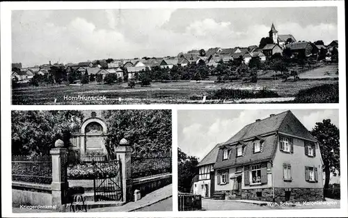 Ak Horn Rheinland Pfalz, Panorama, Kriegerdenkmal, Kolonialwarenhandlung W. Schmidt