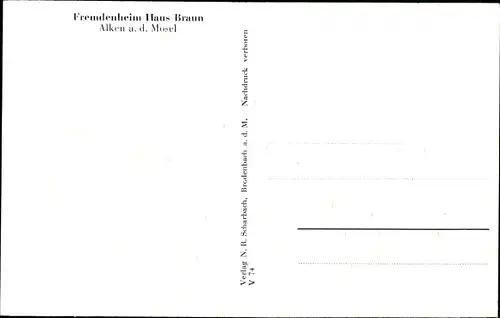 Ak Alken an der Mosel, Fremdenheim Haus Braun, Gesamtansicht vom Ort