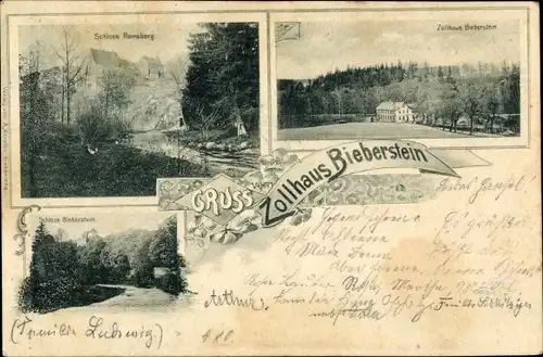 Ak Bieberstein Reinsberg in Sachsen, Zollhaus, Schlösser