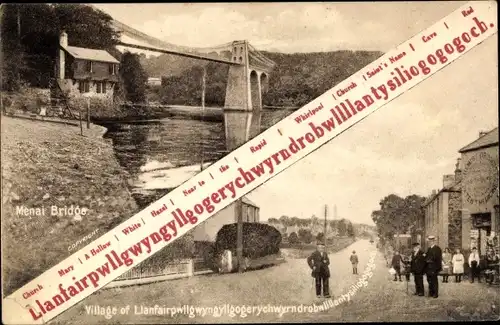 Ak Llanfairpwll­gwyngyllgogery­chwyrndrobwll­llantysilio­go Llanfairpwllgwyngyll Wales, Menai Bridge