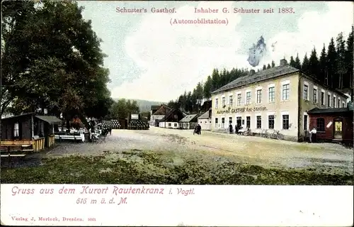 Ak Morgenröthe Rautenkranz Muldenhammer im Vogtland, Schuster's Gasthof