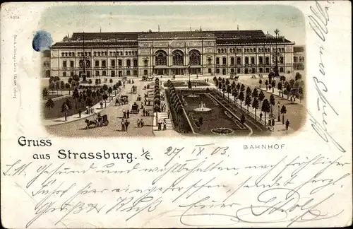 Litho Strasbourg Straßburg Elsass Bas Rhin, Bahnhof