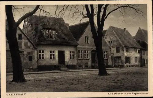 Ak Greifswald in Mecklenburg Vorpommern, Alter Häuser, Papenstraße