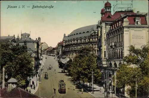 Ak Plauen im Vogtland, Bahnhofstraße