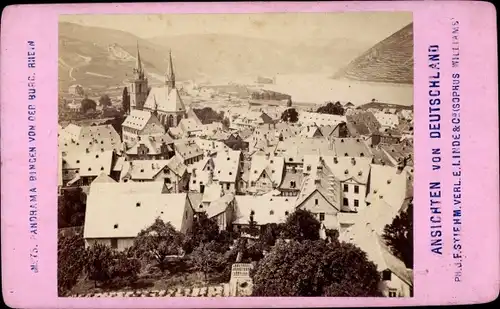 CdV Bingen am Rhein, um 1870, Gesamtansicht, Blick von der Burg Klopp