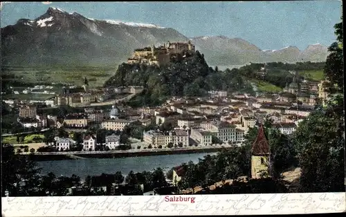 Ak Salzburg in Österreich, Blick auf den Ort, Festung