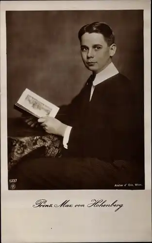 Ak Prinz Max von Hohenberg, Portrait, Adel Österreich