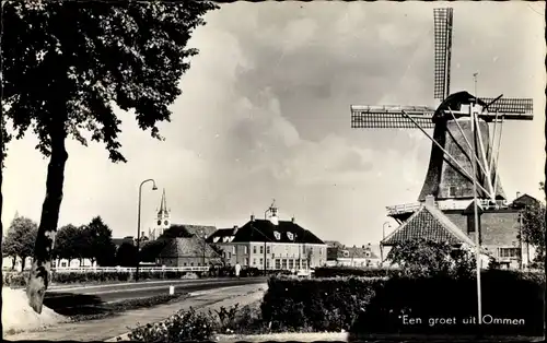 Ak Ommen Overijssel, Blick auf die Windmühle