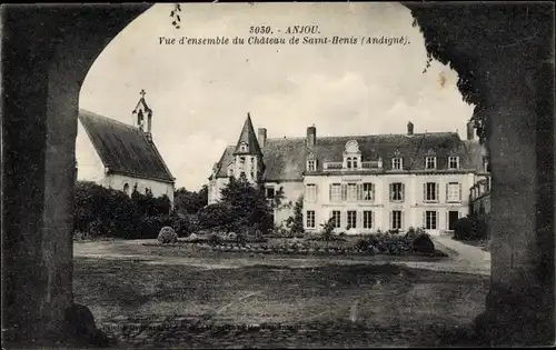 Ak Anjou Maine et Loire, Vue d'ensemble du Chateau de Saint Henis