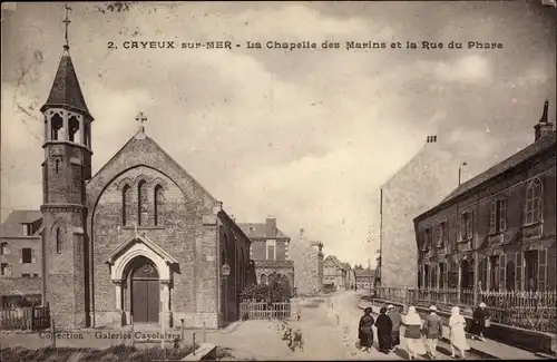 Ak Cayeux sur Mer Somme, La Chapelle des Marins et la Rue du Phare