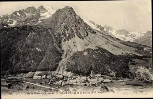 Ak Col de Lautaret Hautes Alpes, Villard d'Arene et la Breche de la Meije