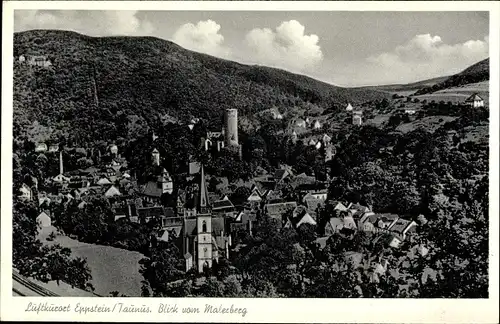 Ak Eppstein im Taunus, Blick vom Malerberg auf den Ort, Bahnhofsgaststätte, Inh. P. Osterburg