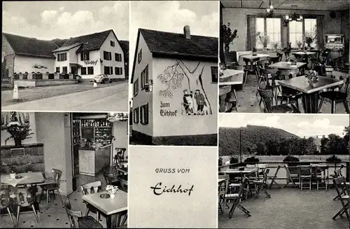 Ak Eichhof Daxweiler im Soonwald, Gasthaus Eichhof, Aussen- und Innenansicht, Bes. Julius Pulcher