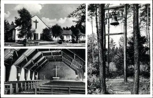 Ak Mittwald Espelkamp in Ostwestfalen Lippe, Martinskirche, Kirchenglocke, Innenansicht