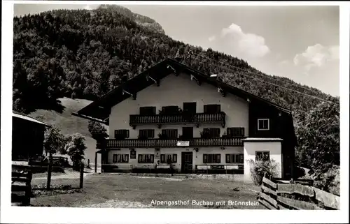 Ak Bad Buchau am Federsee Oberschwaben, Alpengasthof mit Brünnstein