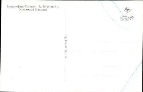 Ak Rüdesheim Rhein, Blick vom Niederwald, Knusperhaus Terrasse