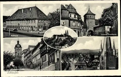 Ak Lichtenfels im Obermainland Oberfranken, Rathaus, Unterer Stadtturm, Schloss Banz