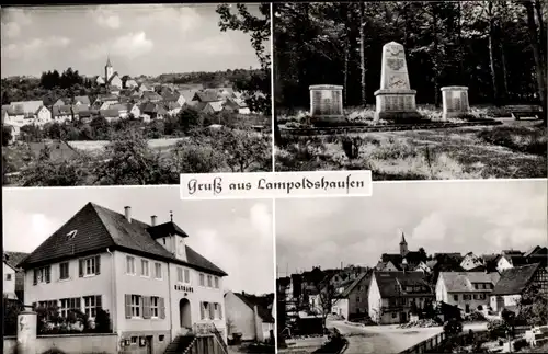 Ak Lampoldshausen Hardthausen am Kocher, Totale, Stadtbild, Ehrenmal, Rathaus