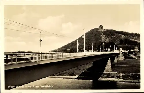 Ak Porta Westfalica an der Weser, Weserbrücke