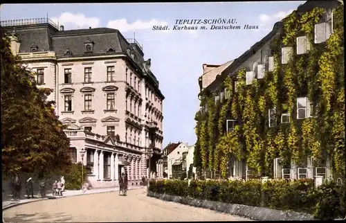 Ak Teplice Teplitz Schönau Reg. Aussig, Städtisches Kurhaus mit Hotel Deutsches Haus