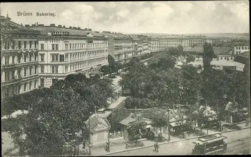 Ak Brno Brünn Südmähren, Bahnring, Grand Hotel