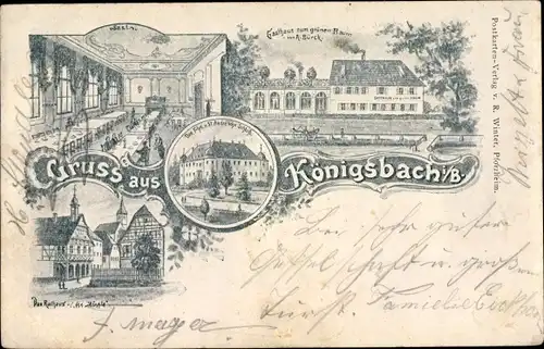 Ak Königsbach Stein in Baden, Gasthaus zum grünen Baum, Innenansicht, Rathaus