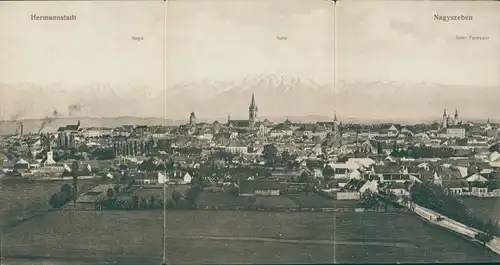 Klapp Ak Sibiu Nagyszeben Hermannstadt Rumänien, Blick auf den Ort