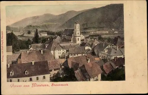 Ak Mautern in der Steiermark, Blick auf den Ort, Häuser