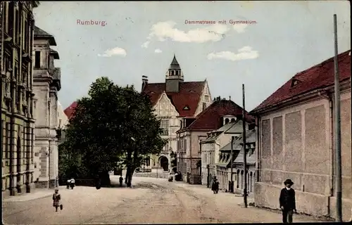 Ak Rumburk Rumburg Reg. Aussig, Dammstraße mit Gymnasium