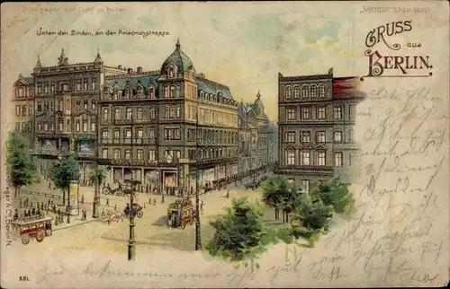 Haltgegendaslicht Litho Berlin Mitte, Unter den Linden, Friedrichstraße, Meteor