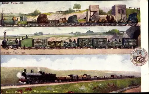 Künstler Ak Britische Eisenbahn, London and North Western, Goods Train nearing Shap Summit