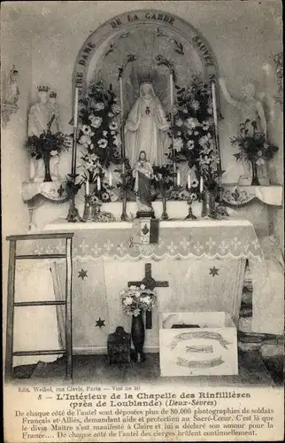 Ak Loublande Deux Sèvres, L'Interieur de la Chapelle des Rinfillieres