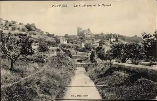 Ak Peyruis Alpes de Haute Provence, Le Chateau et le Canal