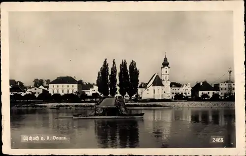 Ak Aschach an der Donau Oberösterreich, Blick auf den Ort, Anlegestelle