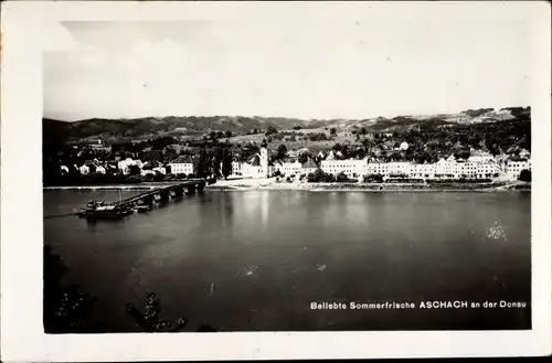 Ak Aschach an der Donau Oberösterreich, Blick auf den Ort, Anlegestelle