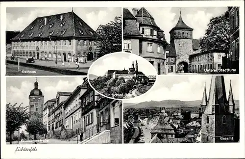 Ak Lichtenfels im Obermainland Oberfranken, Rathaus, Unterer Stadtturm, Schloss Banz