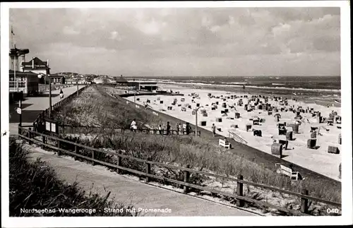 Ak Wangerooge Nordseebad, Strand mit Promenade