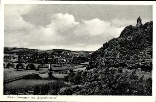 Ak Bommern Witten an der Ruhr, Teilansicht mit Bergerdenkmal, Brücke