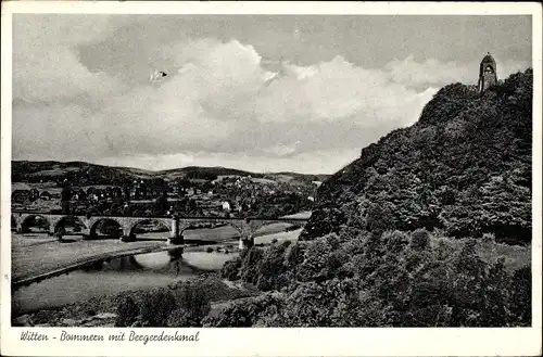 Ak Bommern Witten an der Ruhr, Teilansicht mit Bergerdenkmal, Brücke