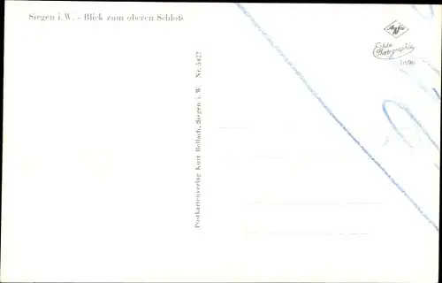Ak Siegen in Westfalen, Blick zum oberen Schloss, Ort