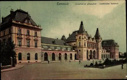 Ak Timișoara Temesvár Temeswar Rumänien, Josefstädter Bahnhof