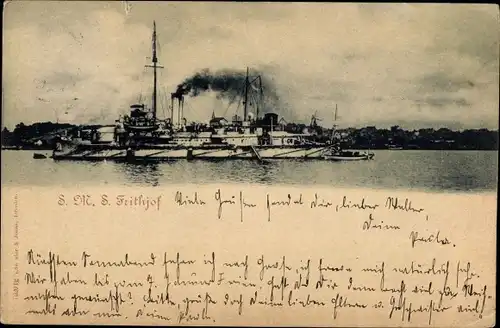 Ak Deutsches Kriegsschiff, SMS Frithjof, Küstenpanzerschiff, Kaiserliche Marine