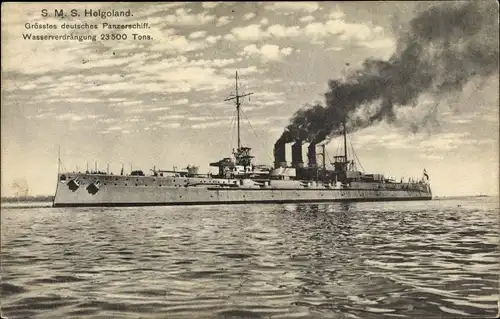 Ak Deutsches Kriegsschiff, SMS Helgoland, Panzerschiff, Kaiserliche Marine