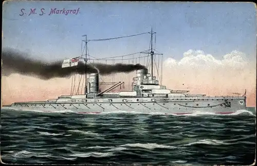 Ak Deutsches Kriegsschiff, SMS Markgraf, Großlinienschiff, Kaiserliche Marine