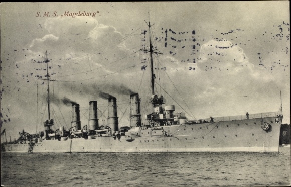 Ak Deutsches Kriegsschiff, SMS Augsburg, Kleiner Kreuzer, SMS Magdeburg