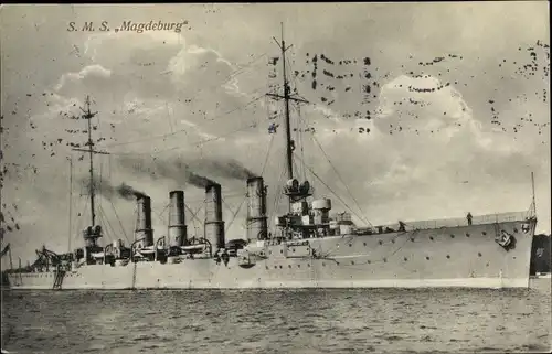 Ak Deutsches Kriegsschiff, SMS Magdeburg, Kleiner Kreuzer, Kaiserliche Marine