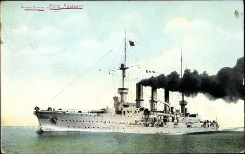 Ak Deutsches Kriegsschiff, SMS Prinz Adalbert, Großer Kreuzer, Kaiserliche Marine