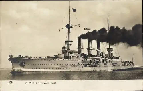 Ak Deutsches Kriegsschiff, SMS Prinz Adalbert, Großer Kreuzer, Kaiserliche Marine